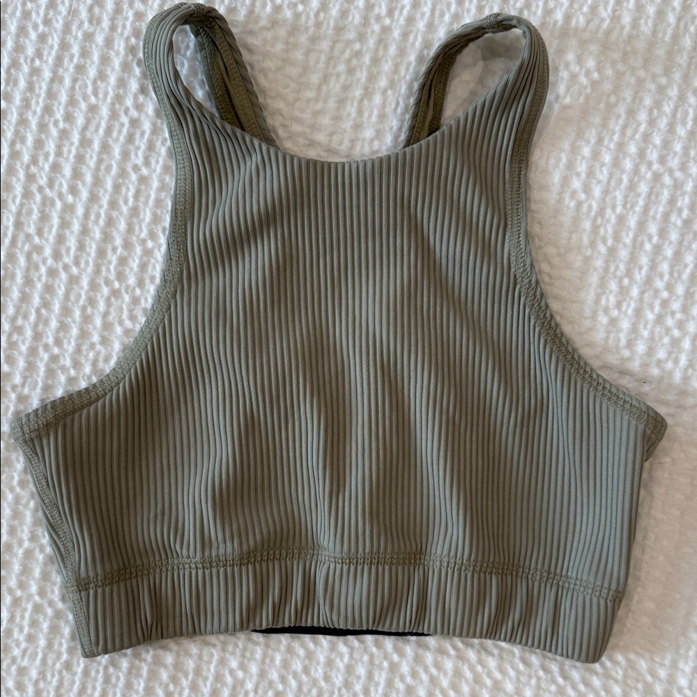 Tan + Lines Ribbed Sports Bra
